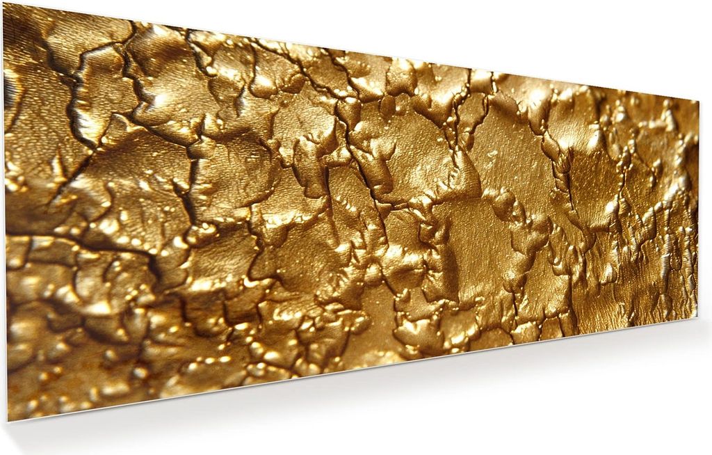 Glasbild 100x40cm in XXL für Wohnzimmer, Schlafzimmer Motiv Goldene Struktur