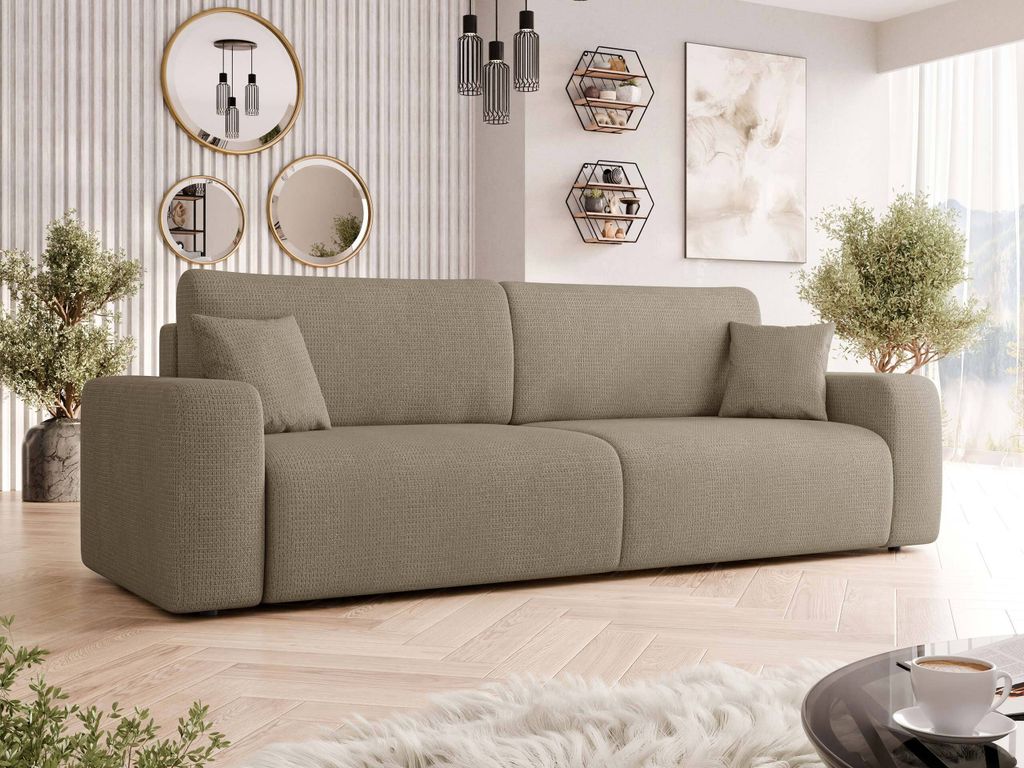 MIRJAN24 Sofa Piano, Schlafsofa mit zwei Bettkästen und Schlaffunktion, Rückenlehne in Form beweglicher Kissen (Farbe: Lima 80)