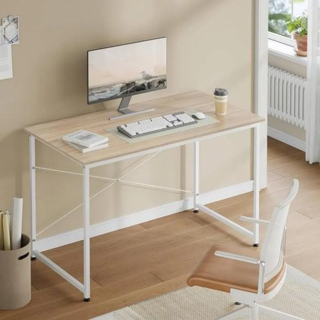 Grand bureau 140 x 60 cm - Poste de travail moderne chêne et métal - 2
