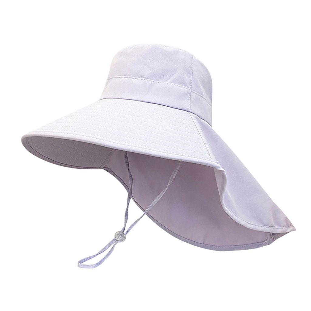Damen Fischerhut UV-Schutz Breite Krempe Sonnenhüte mit Nackenschutz, Farbe: Lila
