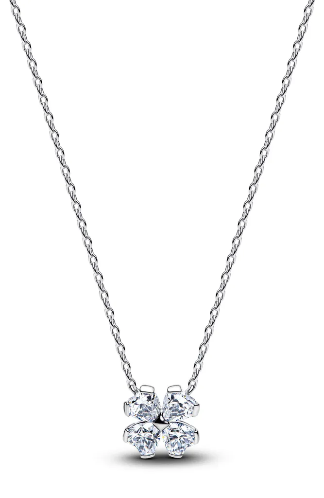 Pendentif Pandora argent trèfle scintillant 394502C01 serti de cristaux