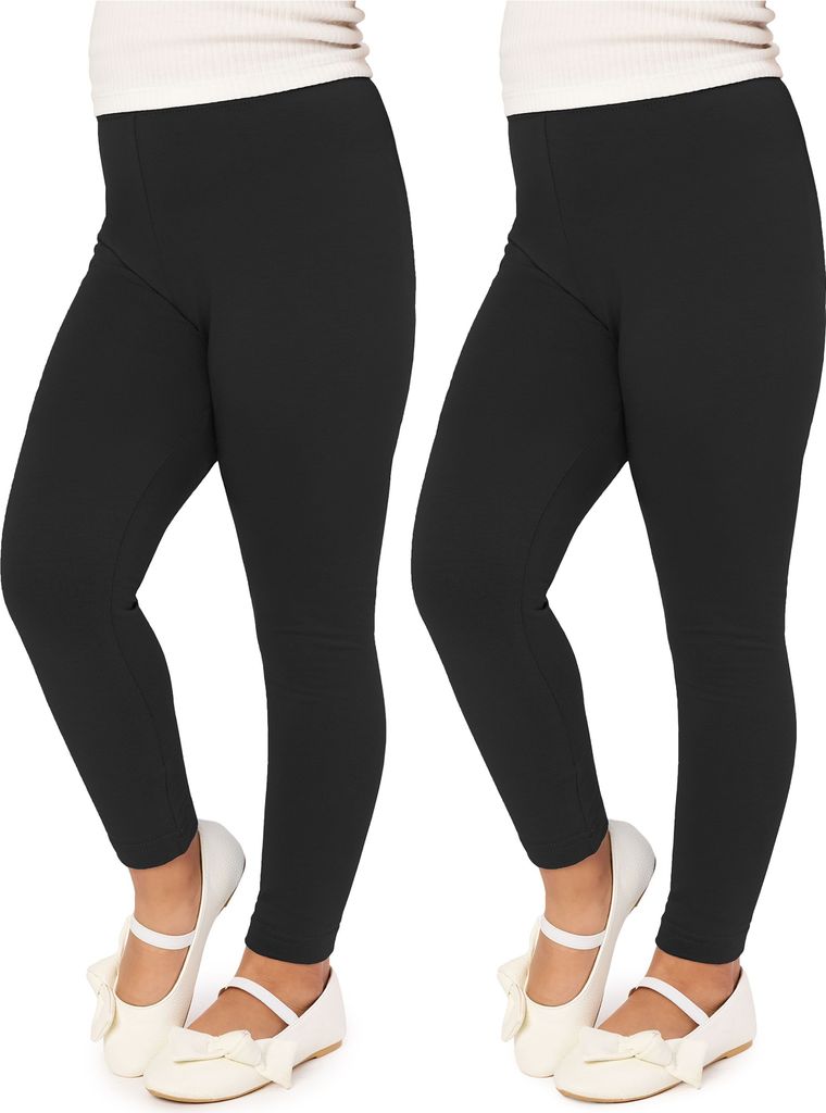 Merry Style Mädchen Lange Leggings aus Viskose 2 Pack MS10-130 (Schwarz/Schwarz (2Pack), 122 cm).