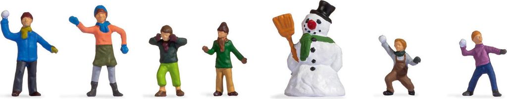 NOCH Figurenset „Kinder im Schnee“, für winterliche Dioramen, Spurweite TT, 1:120