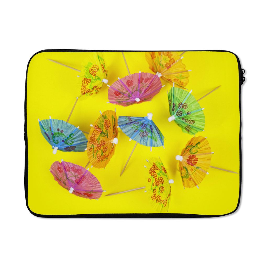 MuchoWow Laptop Hülle 17 Zoll Laptoptasche Sonnenschirme auf Gelb - Zipper - Schutzabdeckung