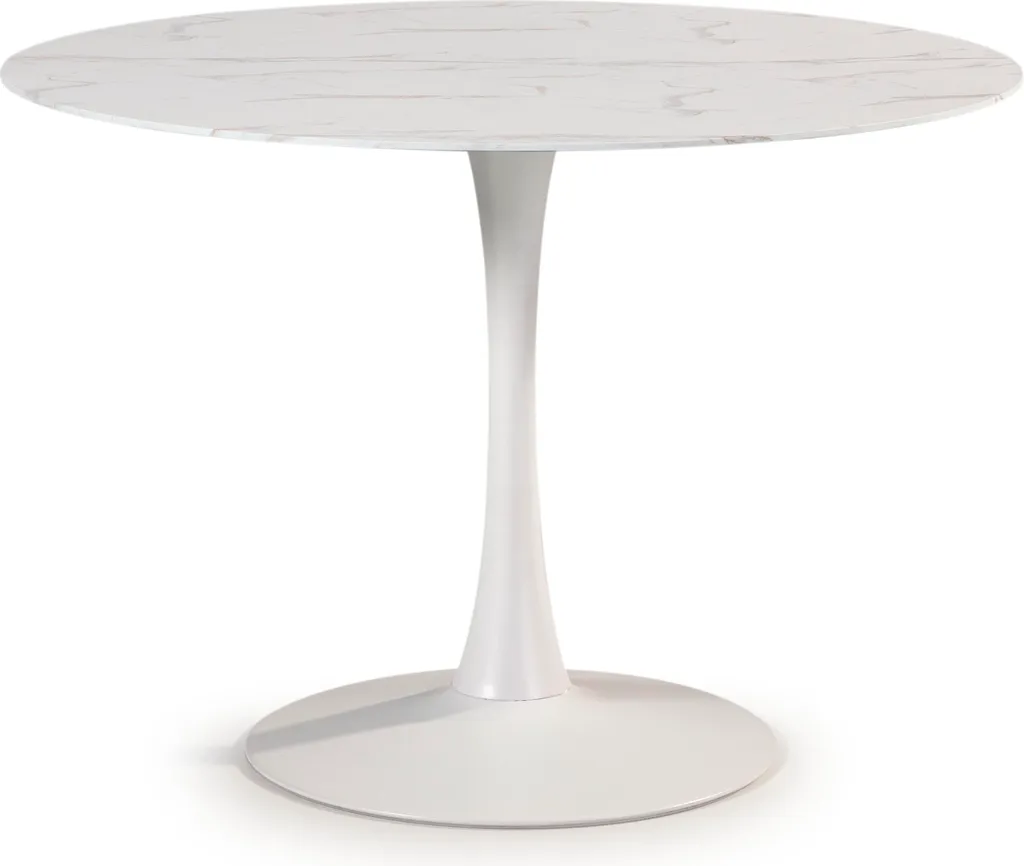 Table ronde ADA Calicosy plateau verre imitation marbre blanc L110 cm