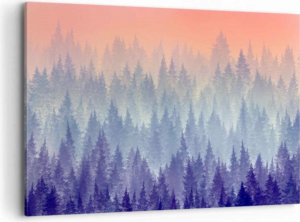 Bild auf Leinwand - Leinwandbild - Wald Baum Natur - 120x80cm - Wand Bild - Wanddeko - Wandbilder - Leinwanddruck - Bilder - Kunstdruck - Wanddekor...
