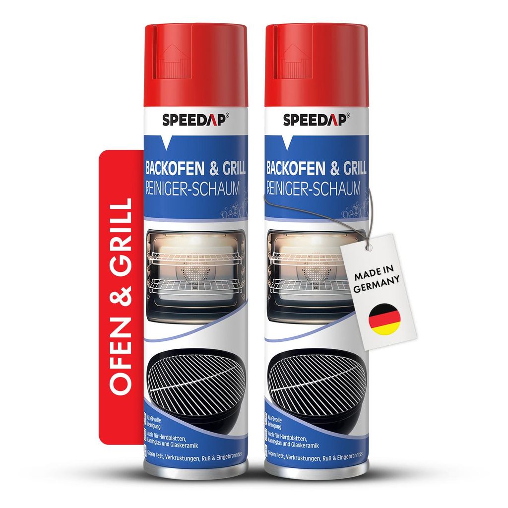 SPEEDAP Backofen- und Grillreiniger Schaum 500 ml 2er Set | kraftvoller Reiniger und Fettlöser für Backofen, Grill, Herdplatte und Kaminglas | l...