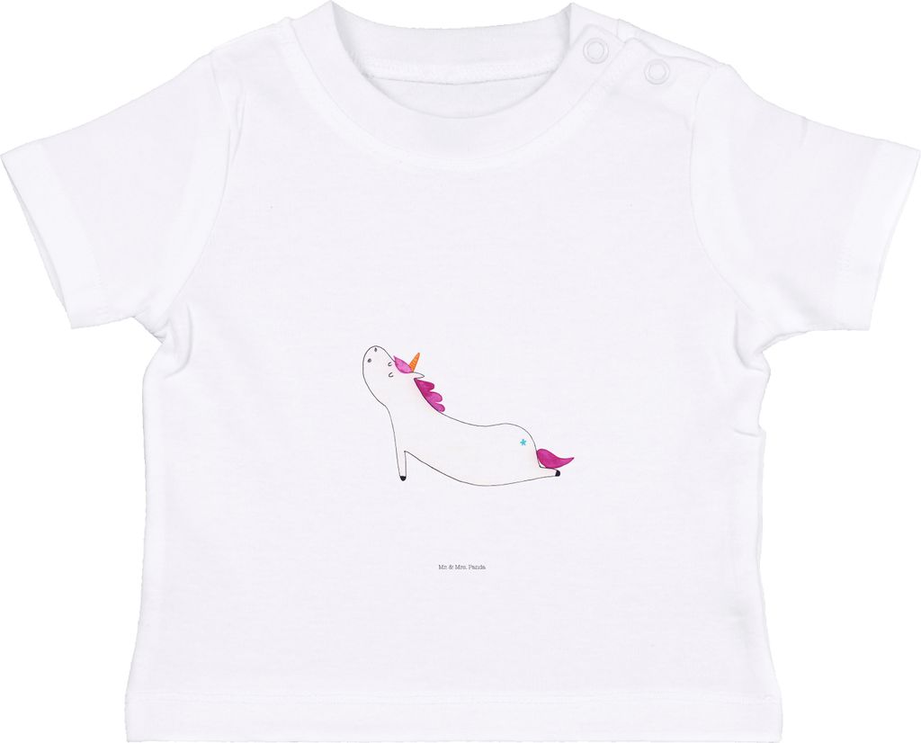 Mr. & Mrs. Panda Babyshirt Einhorn Yoga 12. - 18. Monat - Weiß - Geschenk, T-Shirt, Süß, Baby, Joga, Kleinkind, Einhörner, Sport, Top, Unicorn