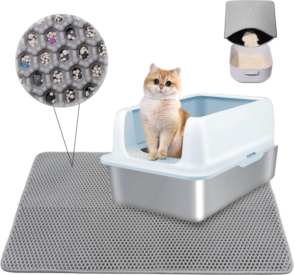 Tapis de litière chat imperméable et antidérapant petit format gris