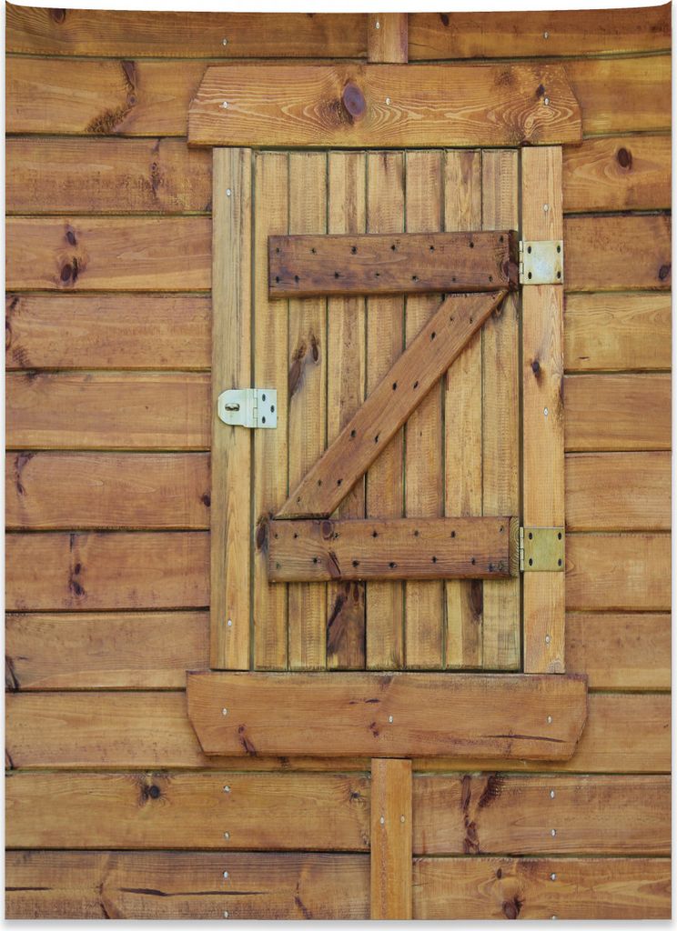 Abakuhaus Rustikal Wandteppich, Grunge Holzfensterläden aus Weiches Mikrofaser Stoff Kein Verblassen Klare Farben Waschbar, 110 x 150 cm, Hellbrau...