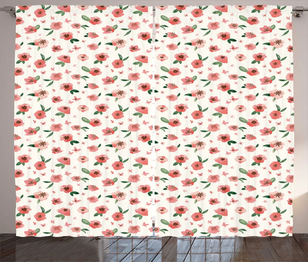 ABAKUHAUS Rideau Rustique Aquarelle Coquelicot 280x225 cm Corail