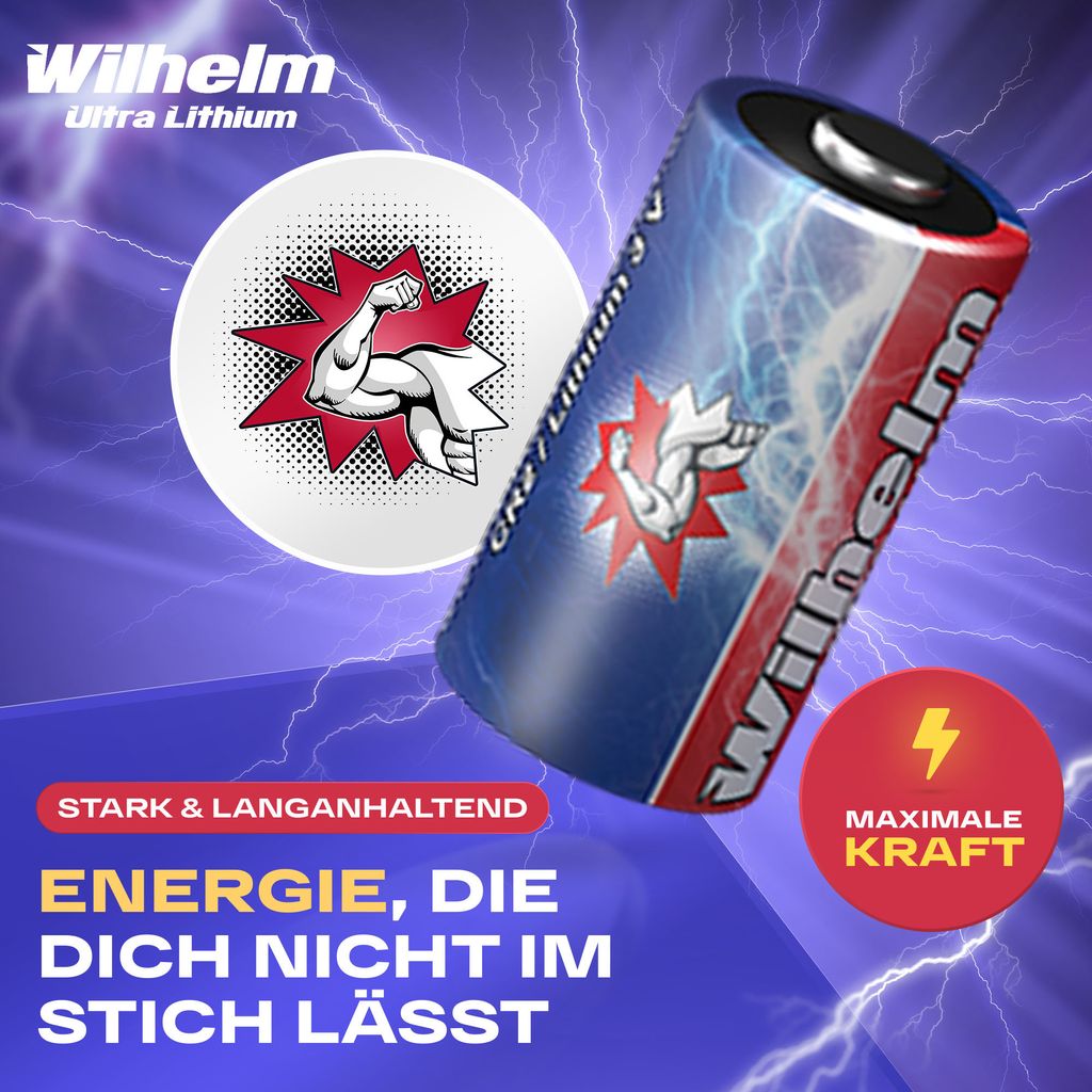 100 x Wilhelm CR2 Batterien 3V Lithiumbatterie CR2A DLCR2 Produktbild