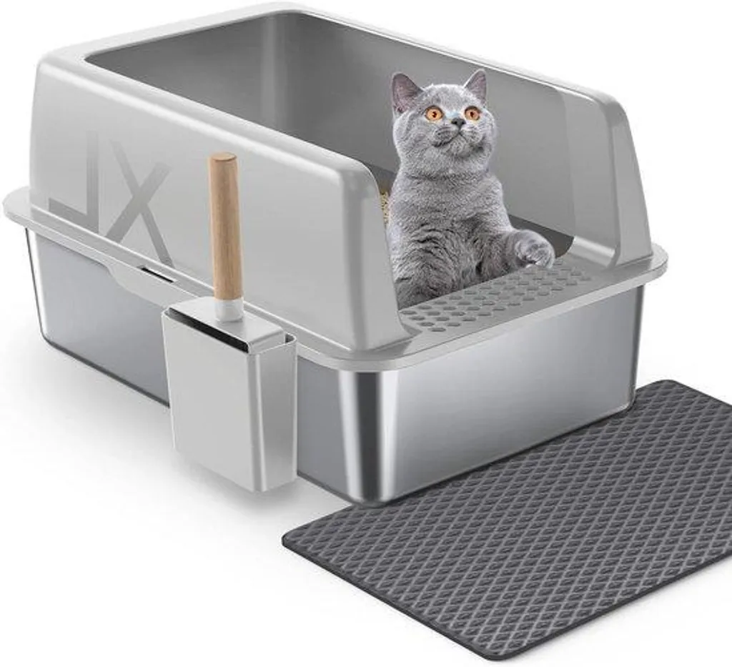 Cage de repos pour chat en inox gris avec lampe pour surveillance