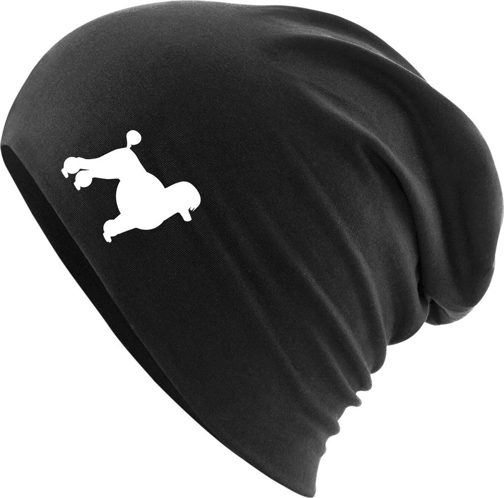 Huuraa Beanie Pudel Silhouette Black One Size Baumwolle und Elasthan Mütze Geschenkidee