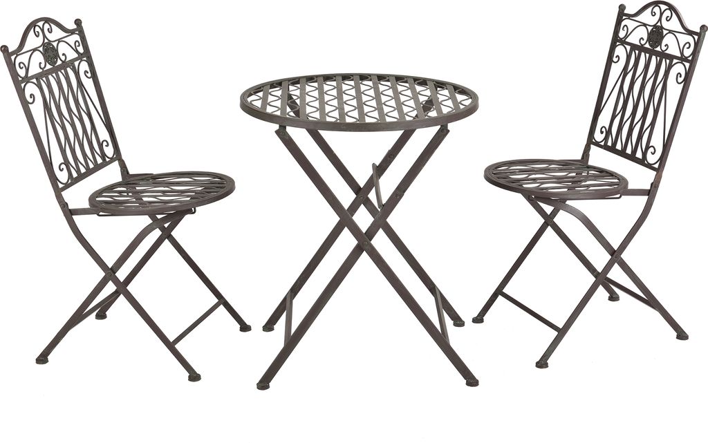 Bistro set 'Biella' 3-dielny skladací kovový tmavozelený Obrázok produktu 