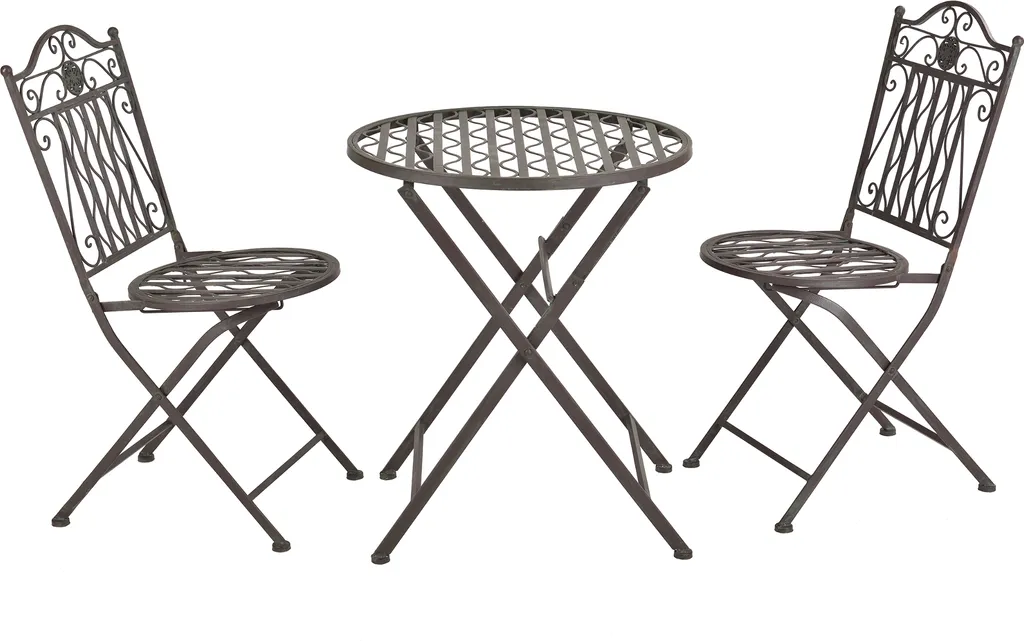 Set bistrot de balcon Biella pliable en métal 3 pièces petit espace