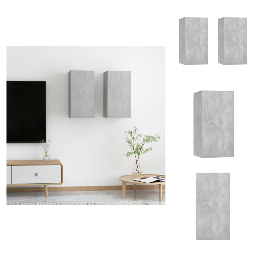 vidaXL Set 2 Mobili TV Grigio Cemento 30,5x30x60 cm Legno Multistrato