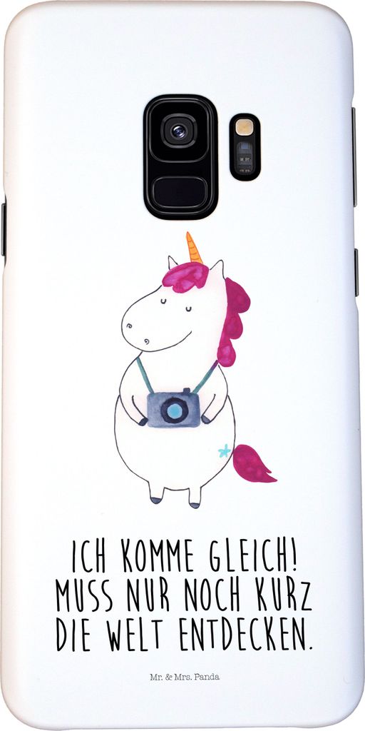Mr. & Mrs. Panda Samsung Galaxy S9 Handyhülle Einhorn Fotograf - Weiß - Geschenk, Handy Schutzhülle, Smartphone Hülle, Cover, Reisen, Weltreise...
