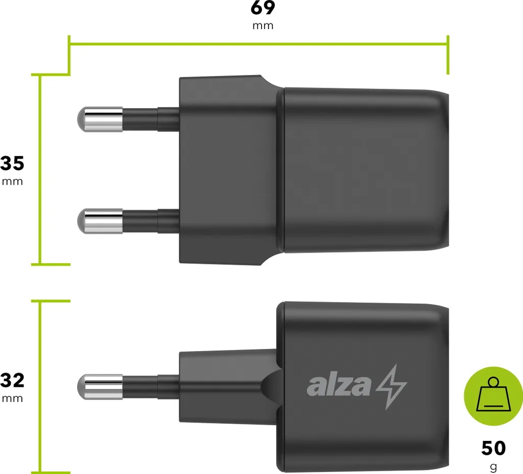 Chargeur Rapide 35W pour Smartphone et Tablette AlzaPower G320C Noir