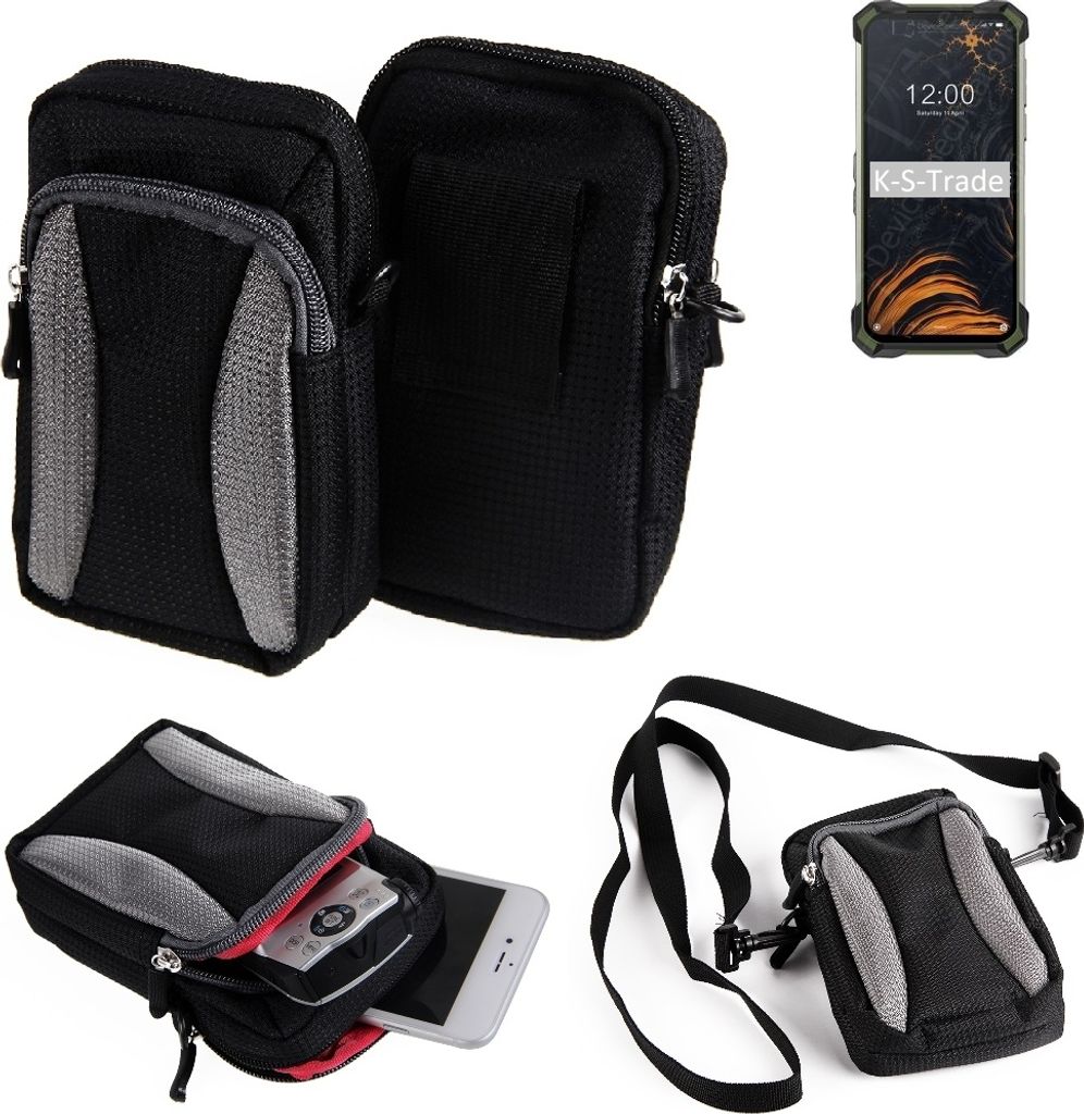 K-S-Trade Holster Schutz Hülle kompatibel mit Doogee S86 Pro Handy Hülle Gürteltasche Umhängetasche mit Zusatzfach schwarz
