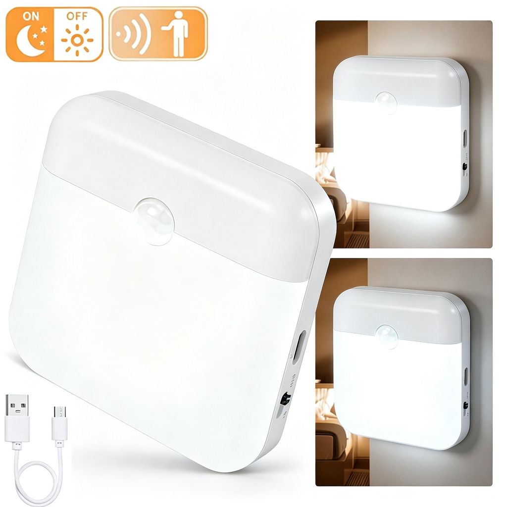 3x LED-nachtlamp met bewegingssensor, USB-oplaadbaar, Productafbeelding 