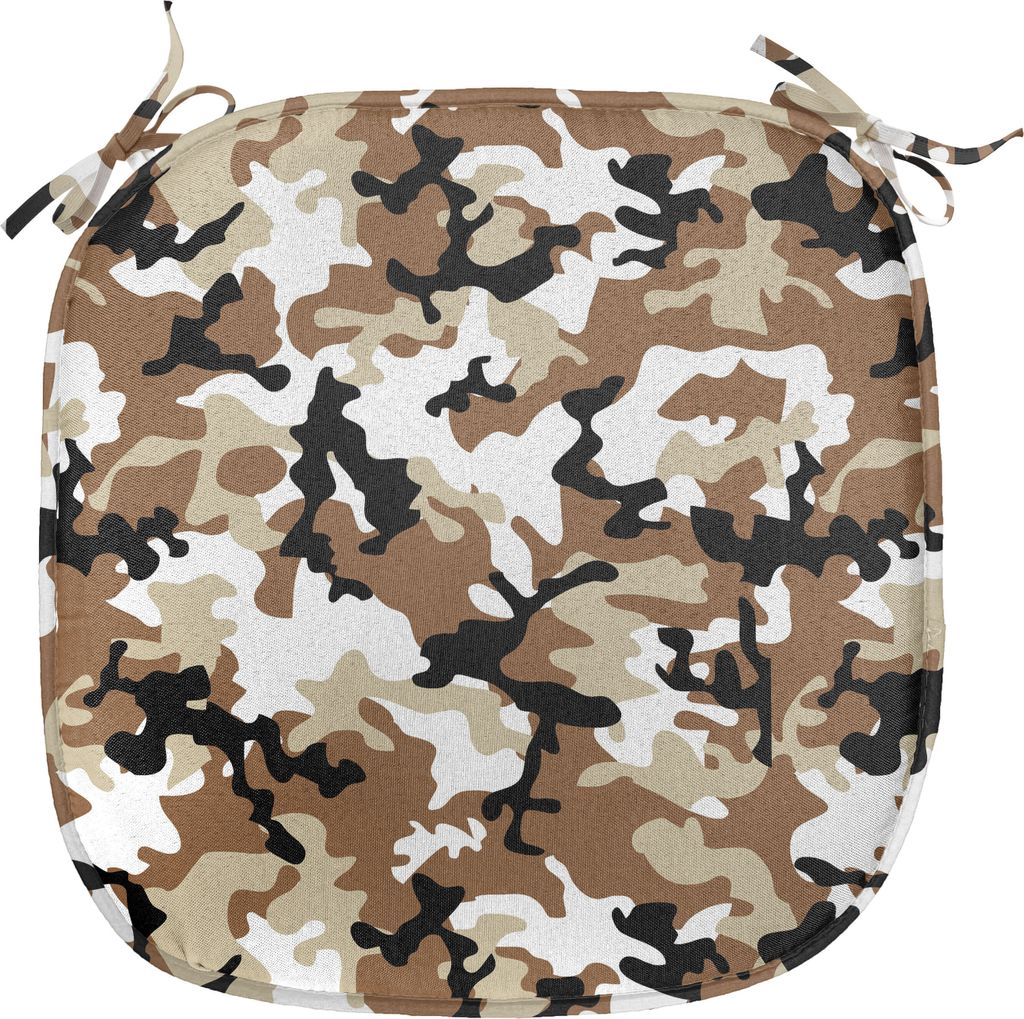 ABAKUHAUS Tarnen Polster für Esszimmerstühle, Camo Stil Shades, Dekoratives wasserfestes Kissen mit Riemen für Küchensitze, 40 cm x 40 cm, Pale...