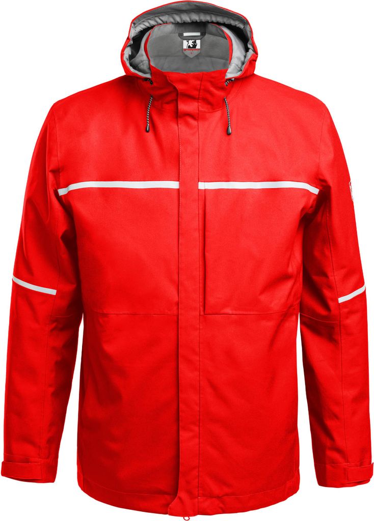 Qualitex - wetterfeste Hardshelljacke | Reflex-Regenjacke mit justierbarer Kapuze - in Farbe: rot - Herren: 3XL