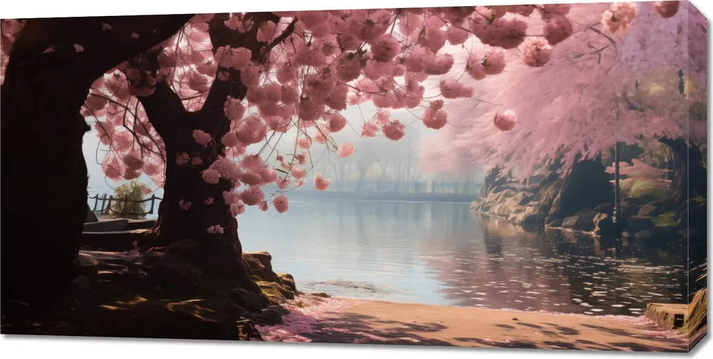 Quadro Moderno Sakura 100x50 - Stampe su Tela per Arredamento Zen