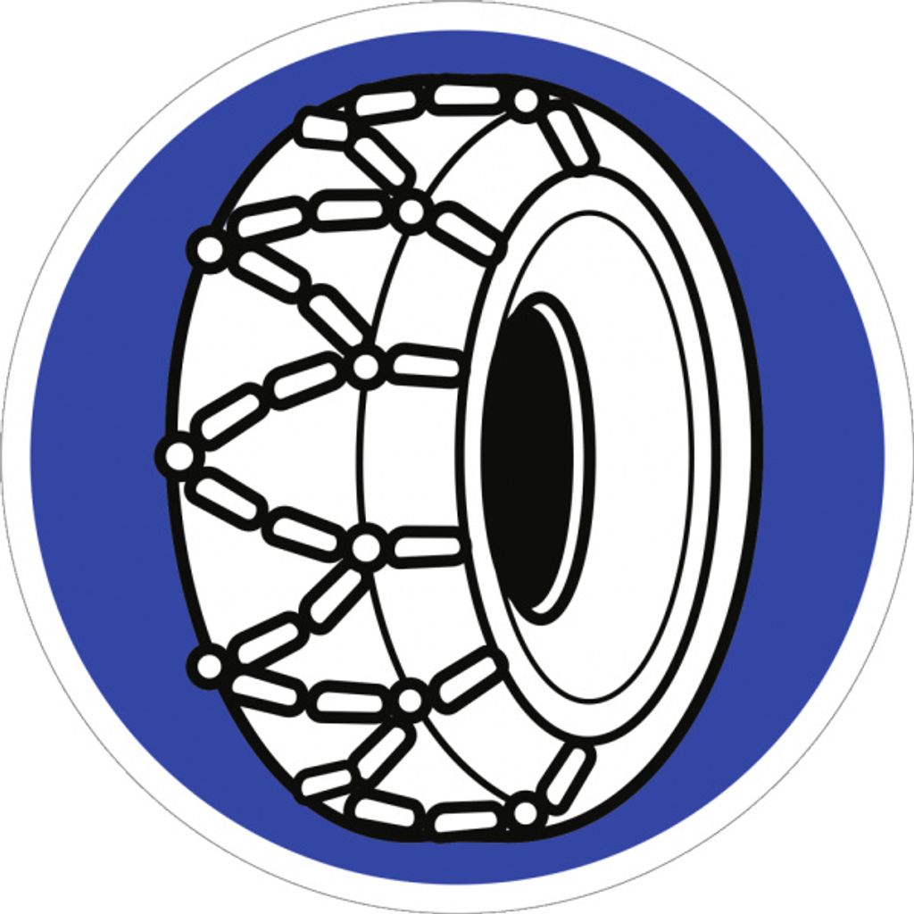 Verkehrsschild VZ268, Schneeketten vorgeschrieben, Alu, RA2, Ø 750 mm