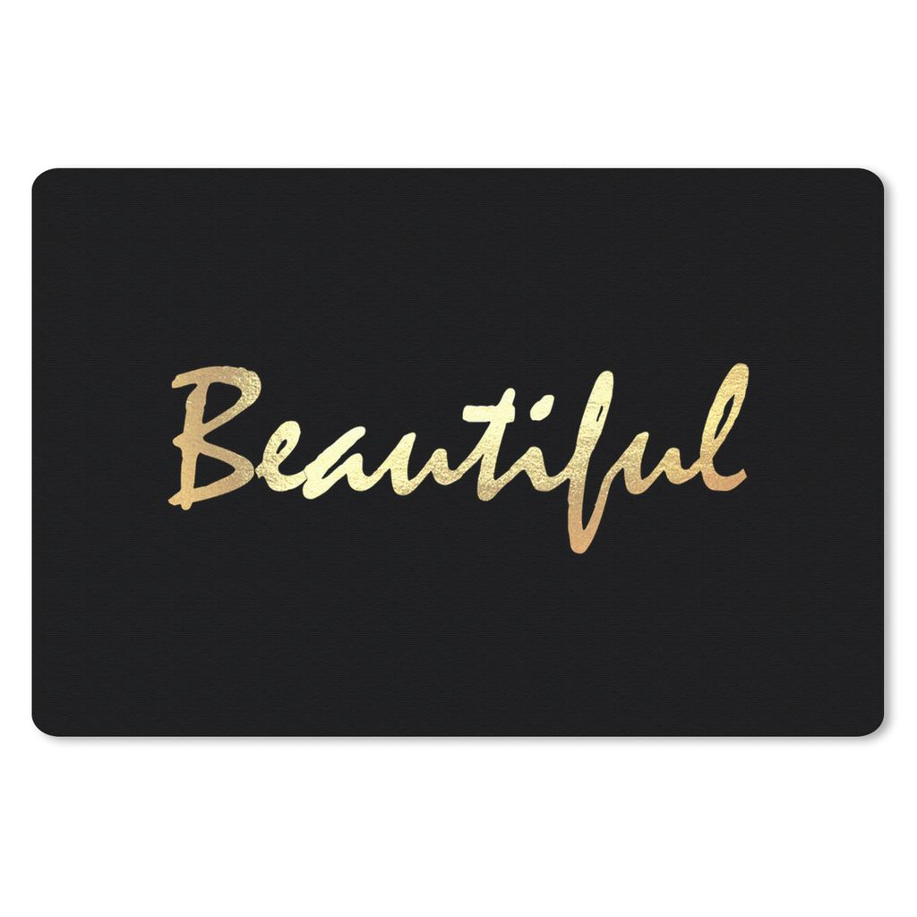 MuchoWow Mauspad Mousepad Zitat - Schönheit - Schwarz - Gold 27x18 cm - Mousepads - Maus Mat - Pad - Mausunterlage - Büroartikel - Desk Matten