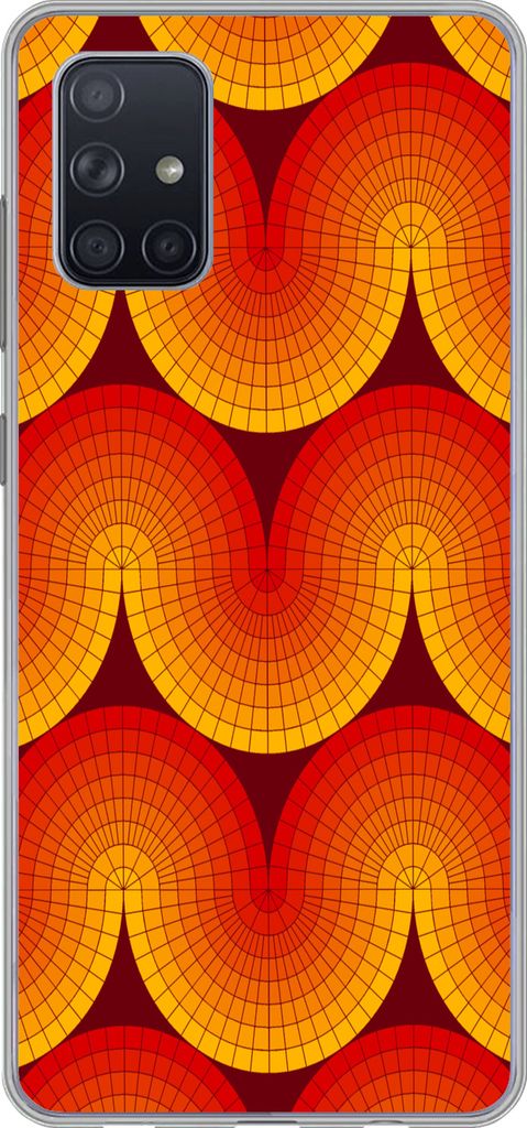 MuchoWow Handyhülle Schutzhülle Hülle für Telefoonhoesje Samsung Galaxy A51 Design - Retro - Rot - Abstrakt Silikon Softcase Handy Hülle - S...