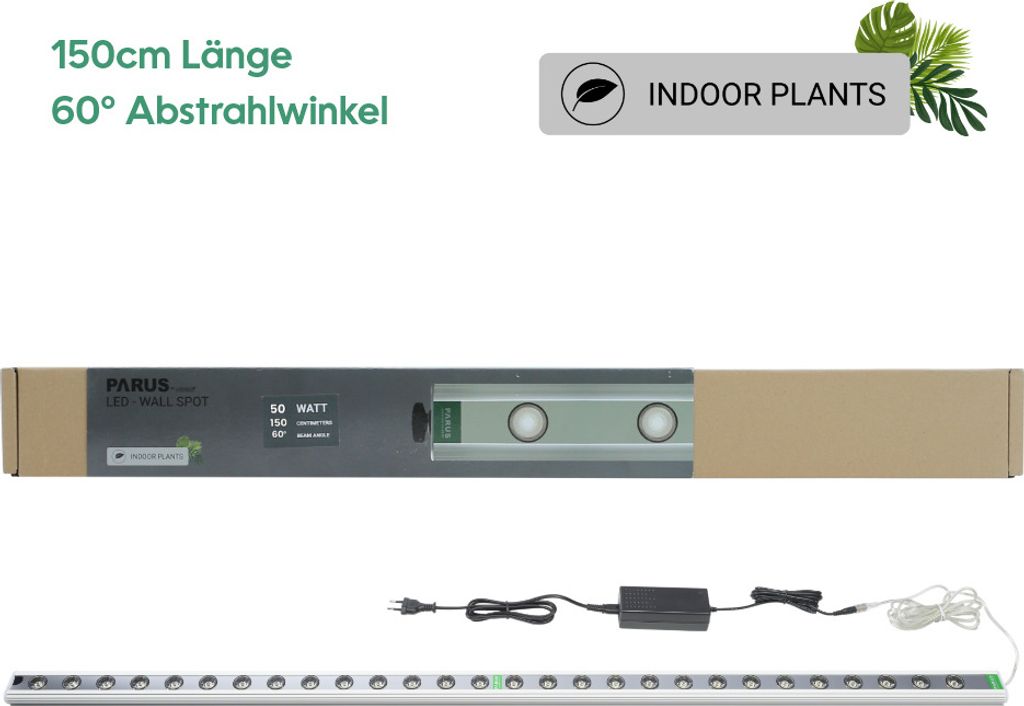Parus by Venso Wall Spot 150cm, Abstrahlwinkel 60°, LED Wachstumslampe, Grow Light für Zimmerpflanzen und Grünpflanzen, Fassaden- und Wandbegrü...