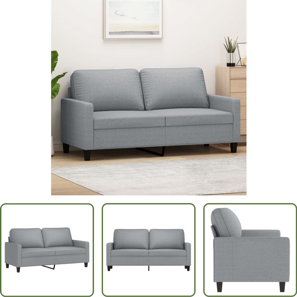 The Living Store 2-Sitzer-Sofa Hellgrau 140 cm Stoff