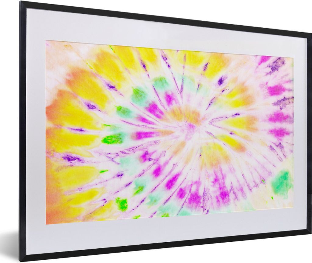 MuchoWow Gerahmtes Poster Sommer - Krawattenfärbung - Gelb 60x40 cm - Poster mit Schwarzem Bilderrahmen Wandposter Rahmen Foto Bilder - Schlafzi...