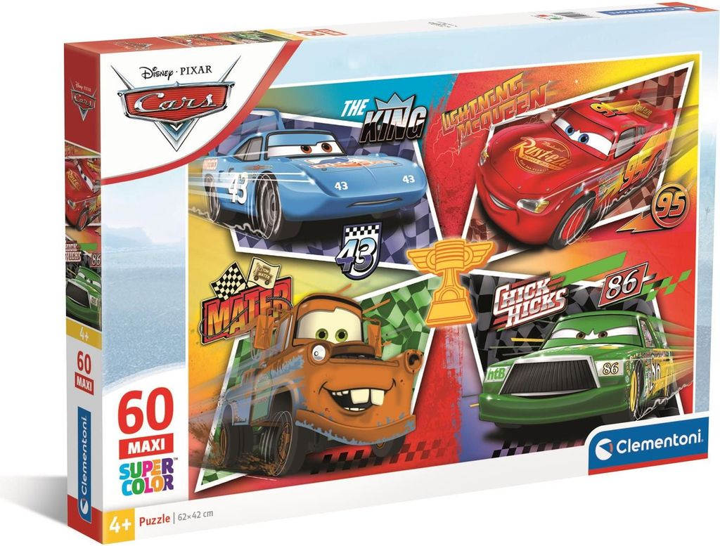 Clementoni - Puzzle maxi Disney Pixar Cars 60 elementów, oficjalny produkt premium