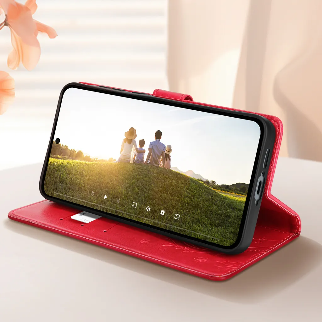 Avizar, cover Samsung Galaxy A55 a forma di farfalla con cinturino da polso, rosso - 3