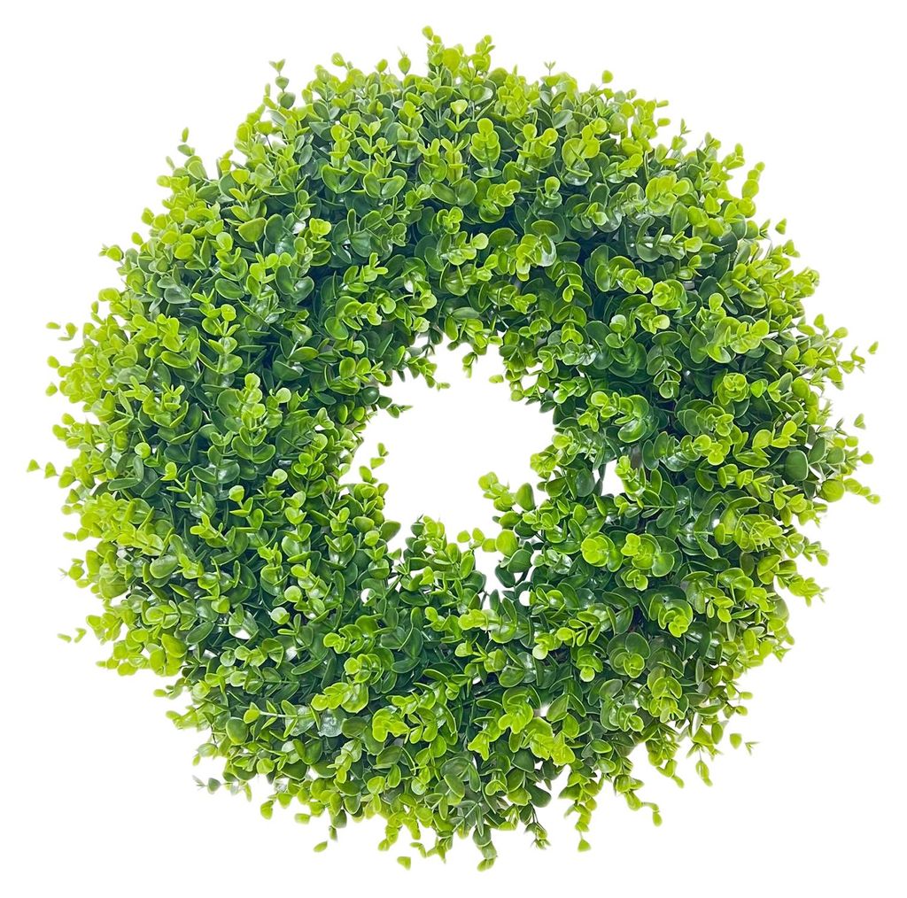 Künstlicher Buchsbaumkranz (35/40/45/50/55 cm) für drinnen und draußen, Türrahmen, Wandbehang, künstliches Grün, Frühlingsblättergirlande, ...