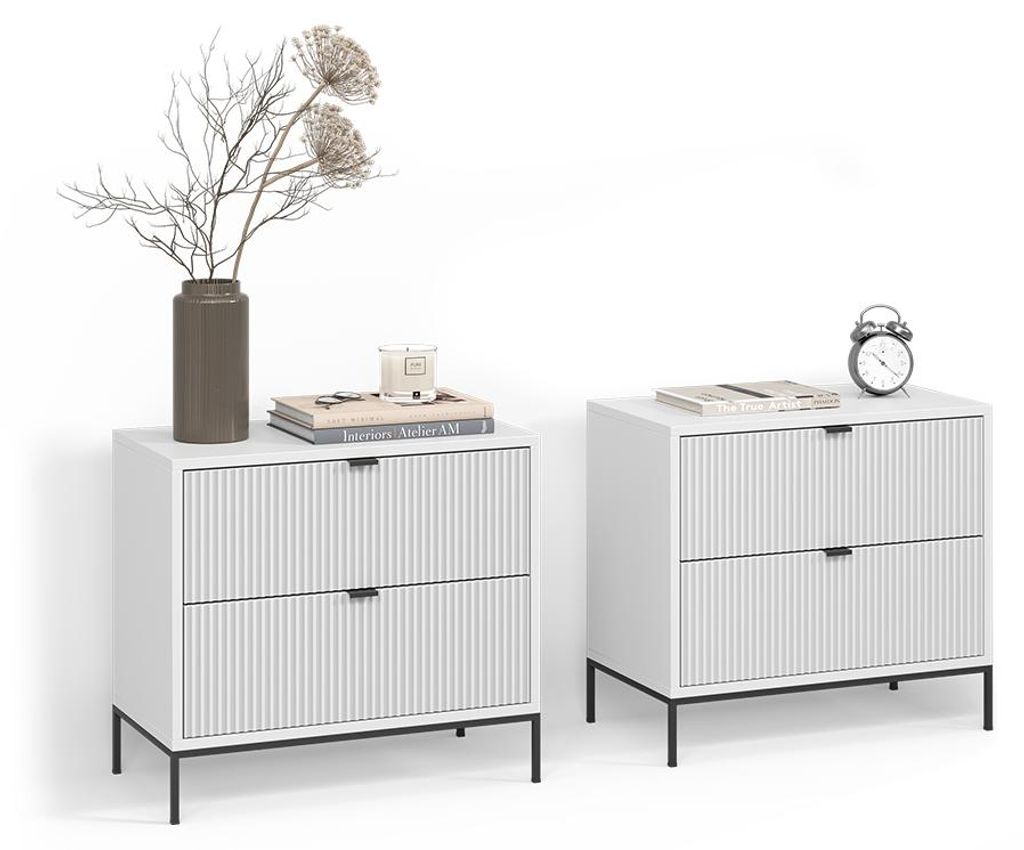 Nachttische Livinity Aterno Weiß 2er Set, Model 58965