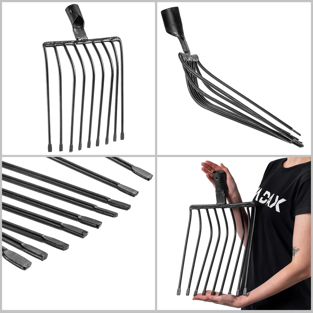 Fourche à bêcher 9 dents en acier pour pierres et sols difficiles - 4