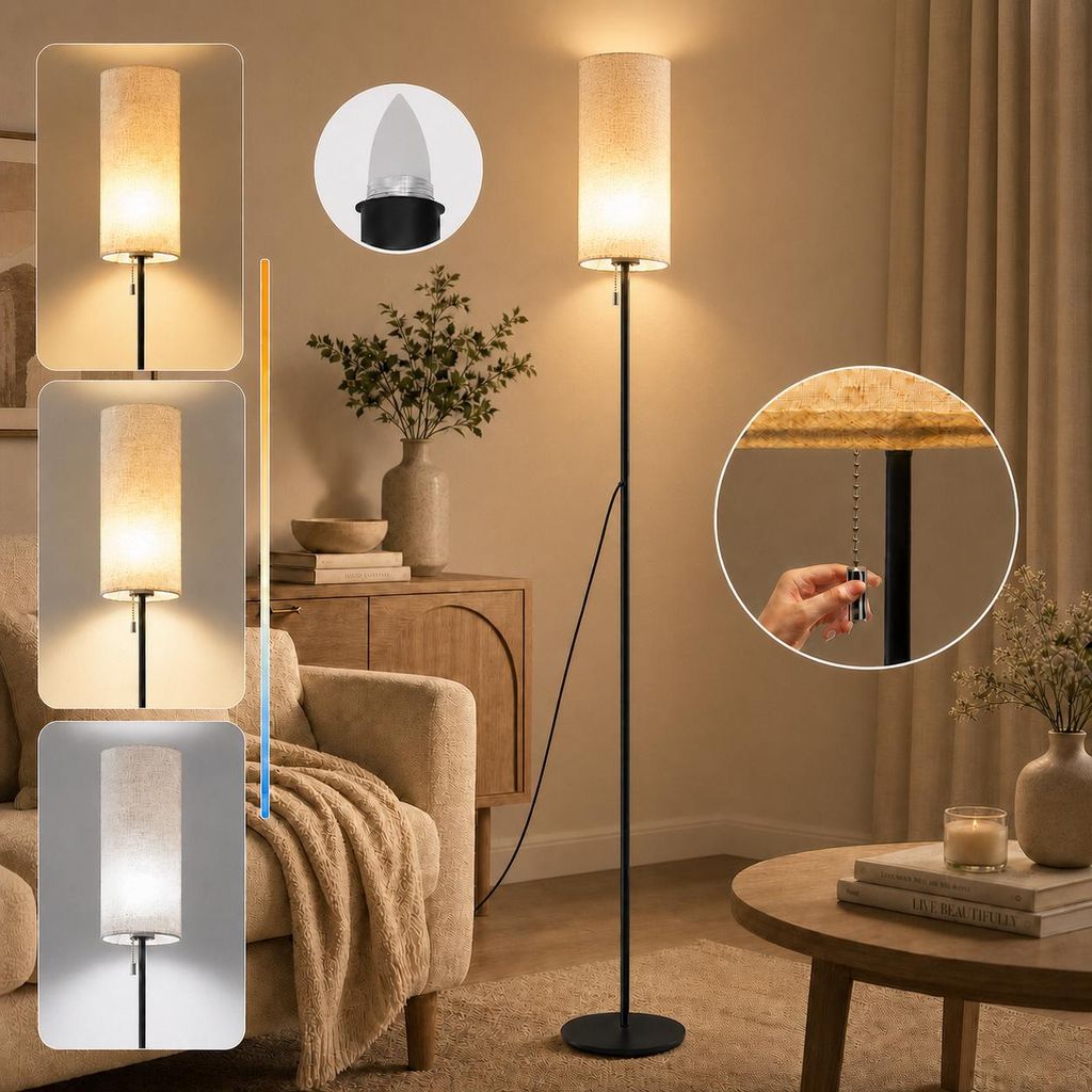 ZMH Lampadaire Tissu Salon Lampadaire LED Lampadaire à Image du produit  Image générée par une IA