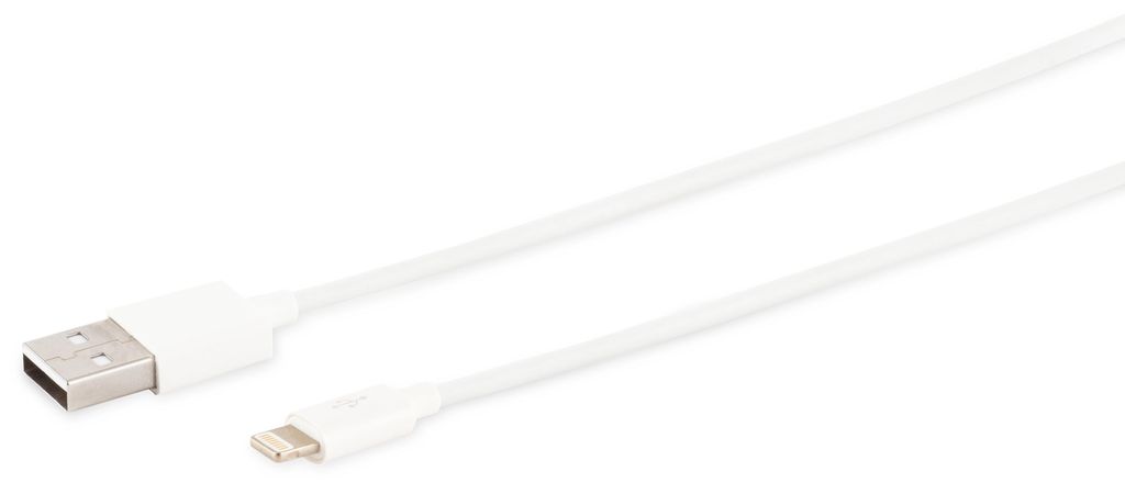 S/CONN maximum connectivity USB Lade-Sync Kabel, USB A Stecker auf 8-Pin Stecker, 2.0, ABS, weiß, 0,5m (14-12040)