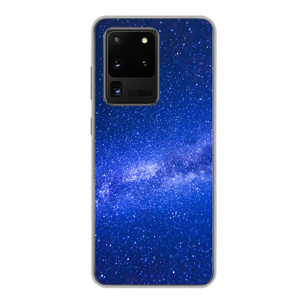 MuchoWow Handyhülle Schutzhülle Hülle für Samsung Galaxy S20 Ultra Sternenhimmel - Universum - Blau - Jungen - Mädchen - Kinder Silikon Soft...