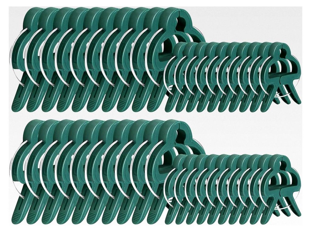 50 Stück Pflanzenclips Grün Kleine Pflanzenklammern für Kletterpflanzen, Tomaten, Rosen, Gurken und anderes Gemüse (25 Klein + 25 Groß)