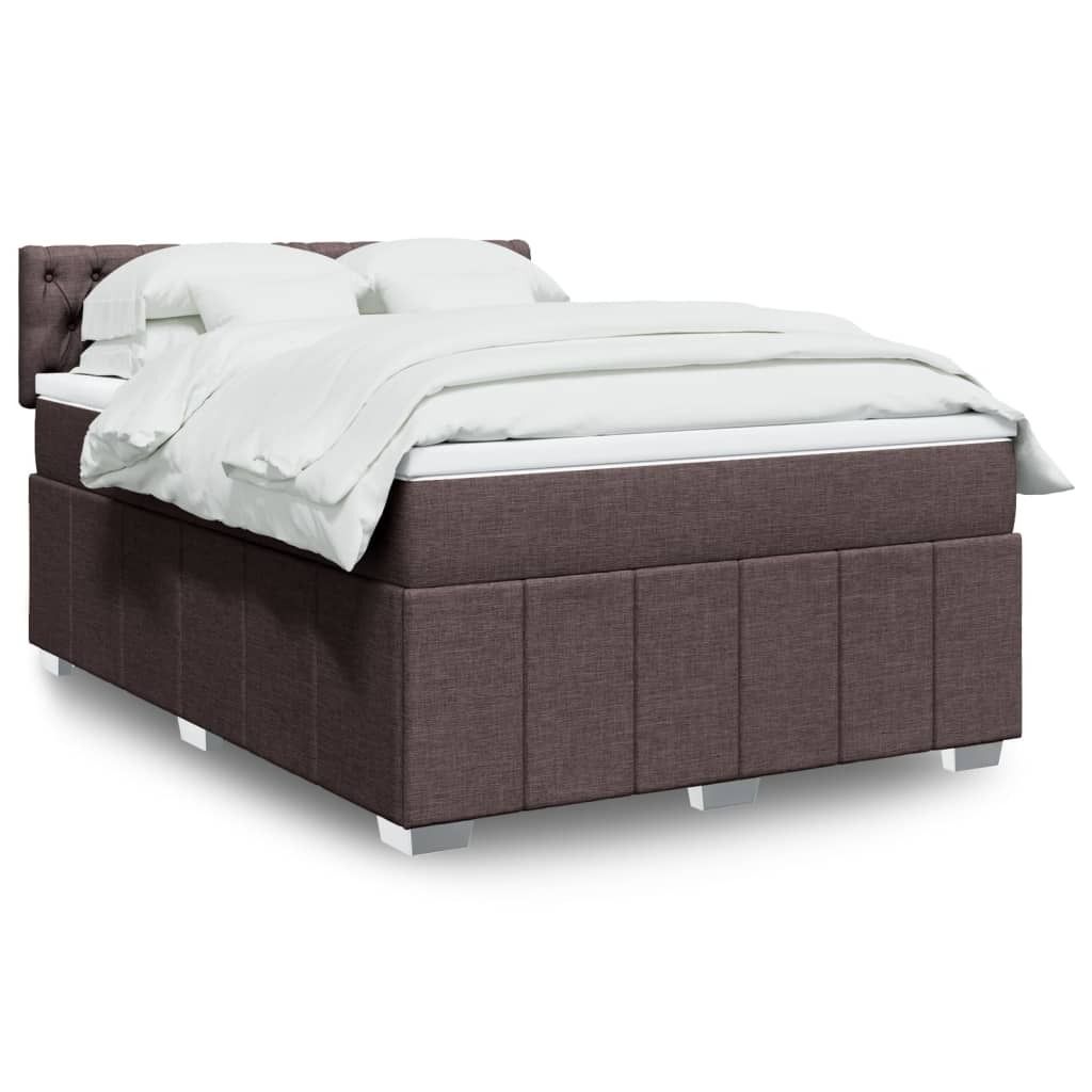 Möbel2024 Boxspringbett mit Matratze Dunkelbraun 140x200 cm Stoff Klassische Betten 977397