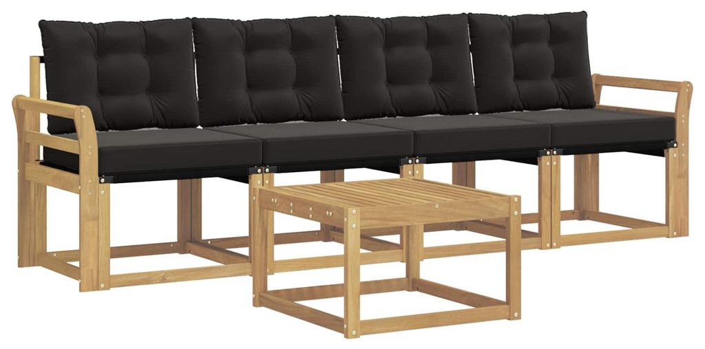 vidaXL Outdoor-Sofagarnitur mit Kissen 5 pcs Weiß und Schwarz