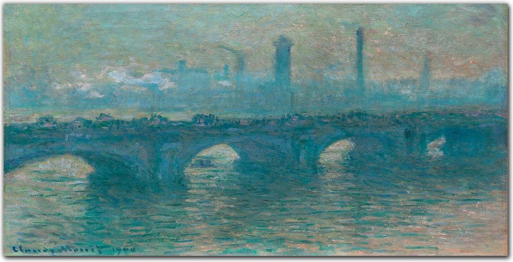 Coloray Bild aus Leinwand 120x60 Leinwand Dekoration - Monet Waterloo Bridge