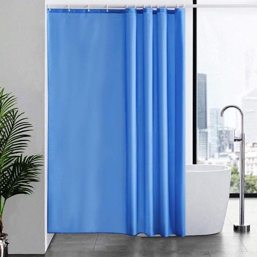 Wasserdichtes Duschvorhang-Set, blau, 180x210cm, extra lang, waschbar
