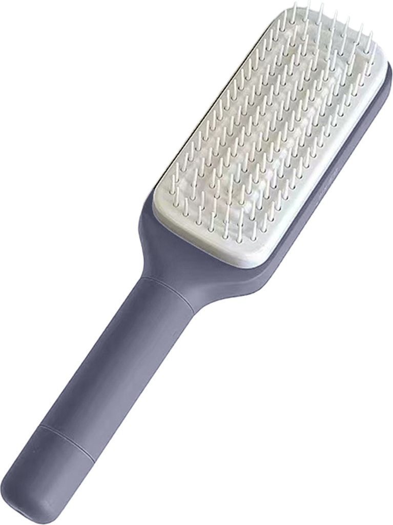 Großer Massagekamm, selbstreinigende Haarbürste mit einem Schlüssel und langem Griff, antistatischer Haarkamm zur Kopfhautmassage, einziehbarer ...