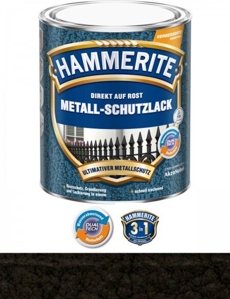 Hammerite Metallschutzlack  Schwarz  Hammerschlag 2,5L Produktbild 