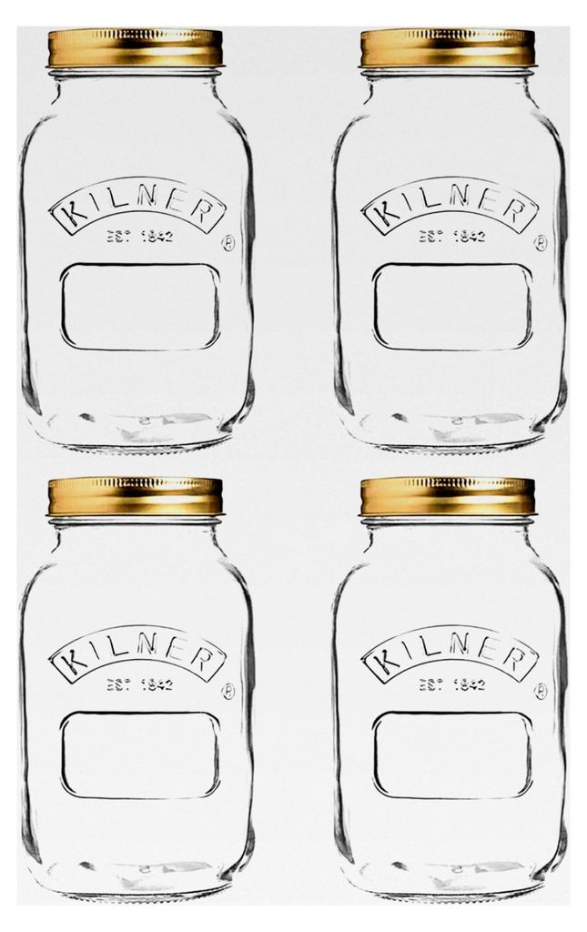 Kilner Einmachglas mit Schraubverschluss, 1 l, transparent/goldfarben (4 Stück)